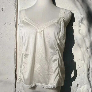 Vintage Women's Ivory White Lace Camisole Sleepwear Top XL cottagecore fairy